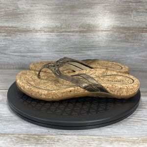 Aetrex Womens Taylor Bronze Flip Flop Thong Sandals Size 9.5